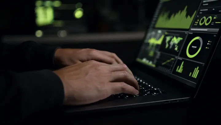 Media buyer working at night